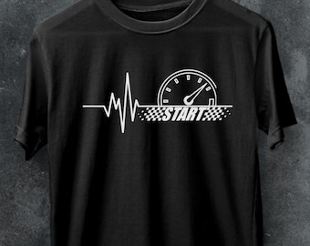 Vintage Race Car T-shirt, Checkered Flag, Speedometer Design