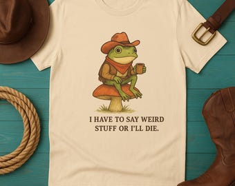 Funny Cowboy Frog T-Shirt – Weirdcore Cottagecore Western Tee