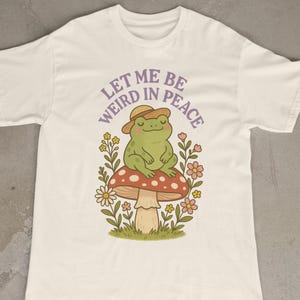 Cottagecore Frosch-T-Shirt: Retro-Pilz-Grafik-T-Shirt