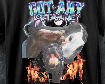 Vous avez de la kétamine ? T-shirt drôle de cheval meme, chemise de cowboy punk