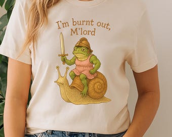 Burnt Out Frog T-Shirt – Funny Snail Rider, Cottagecore Meme