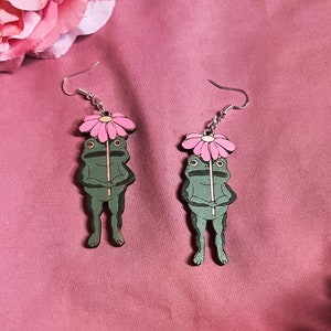 Spring frog earrings.