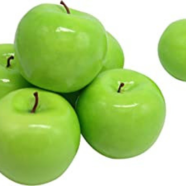 Artificial Green Apples Fruits Realistic Texture Vibrant Colors Authentic Detailed Lifelike Fake Decorative Fruits 6 PCS