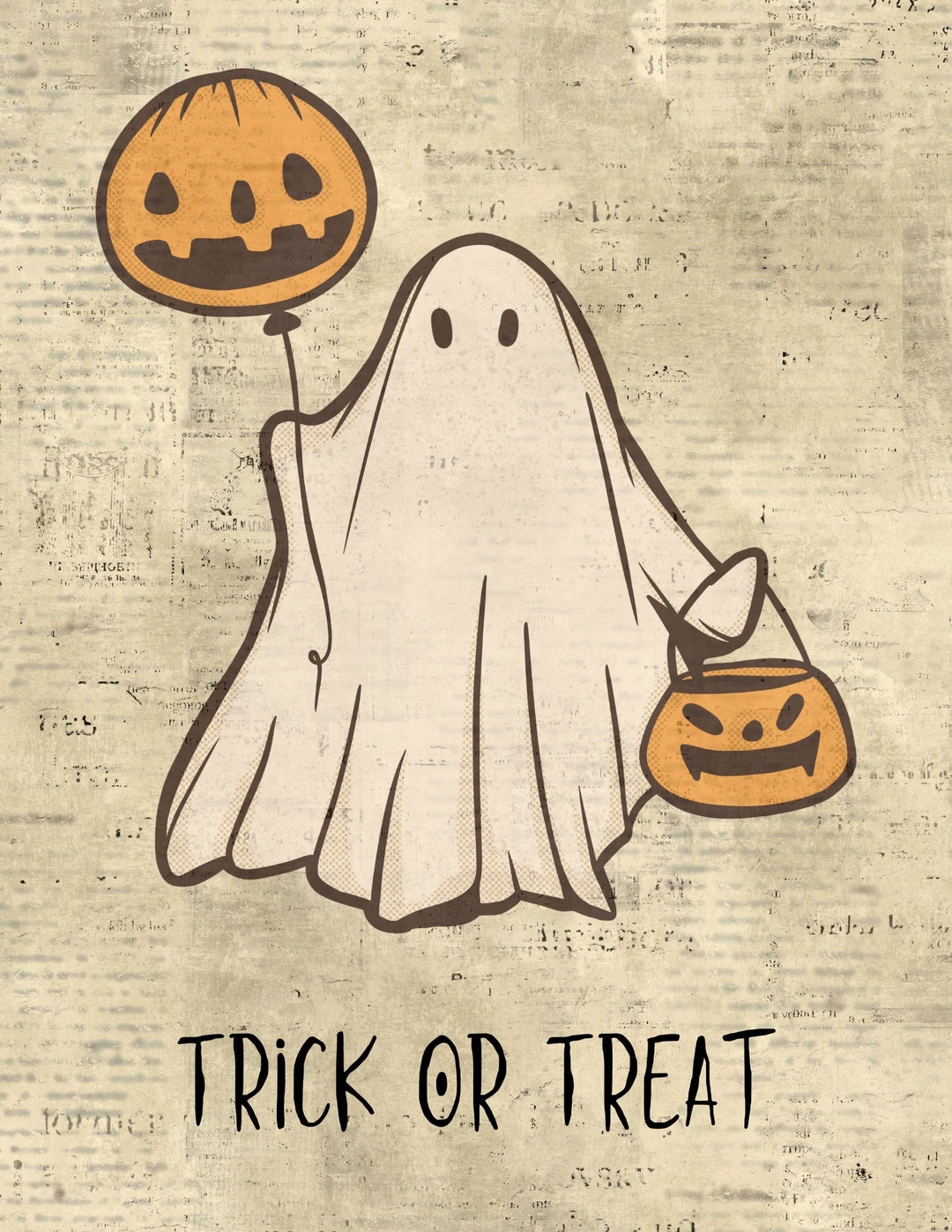 Trick or Treat Ghost - Individual Printable - Etsy