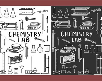 Wetenschap digitale stickers | Chemie - Chemielaboratorium | Goodnotes, voorgesneden, transparante achtergrond |
