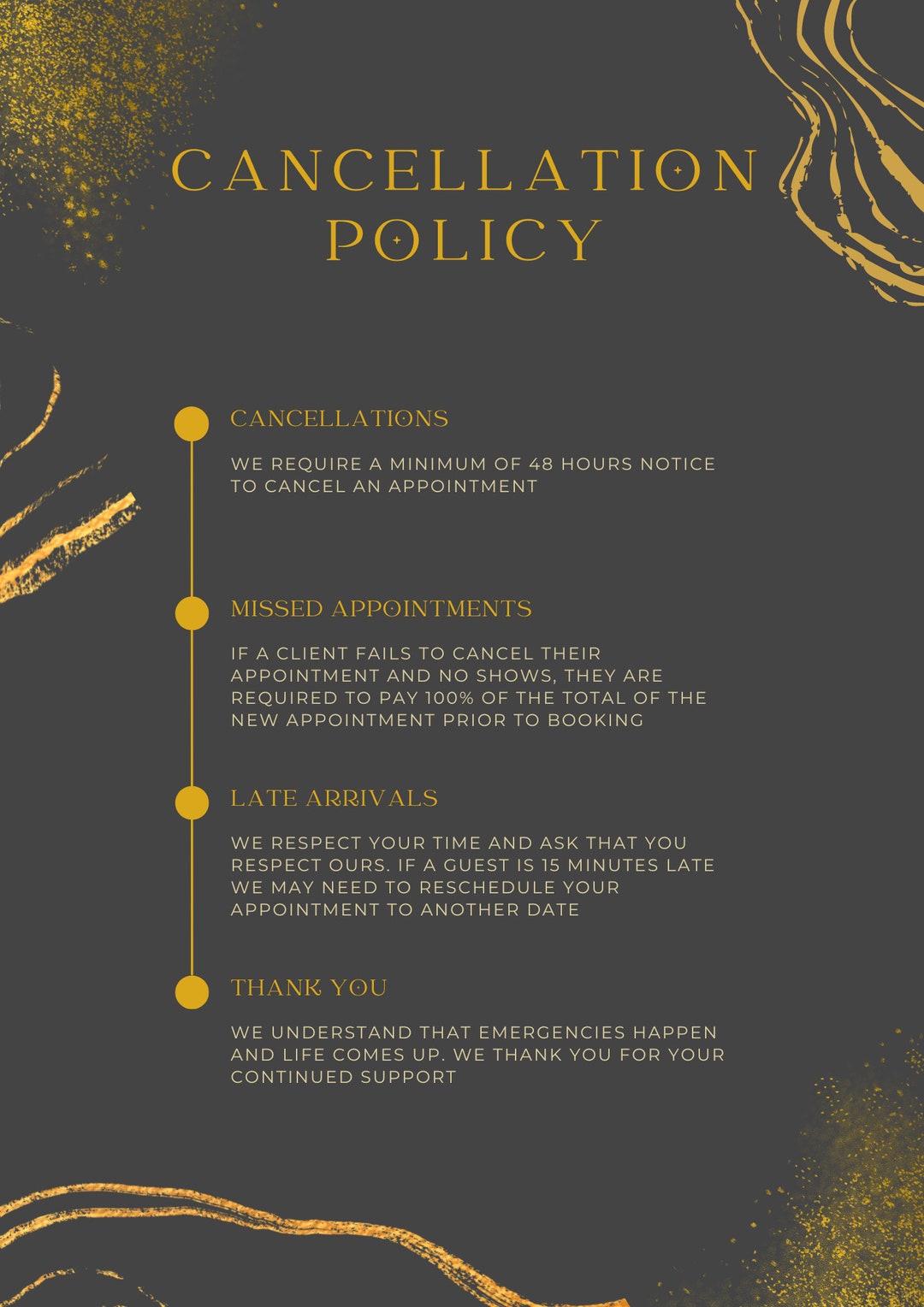 Salon Spa Cancellation Policy Etsy