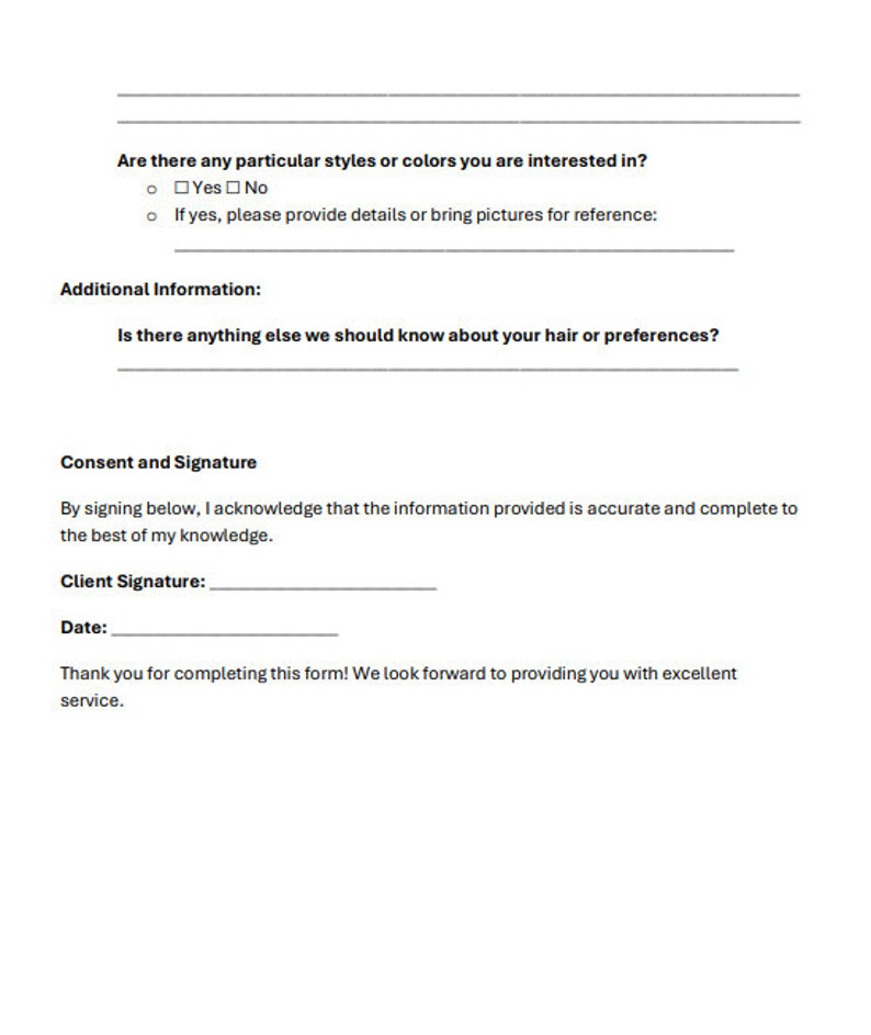 Hair Salon New Client Forms, Client Intake Forms, Salon Forms - Etsy