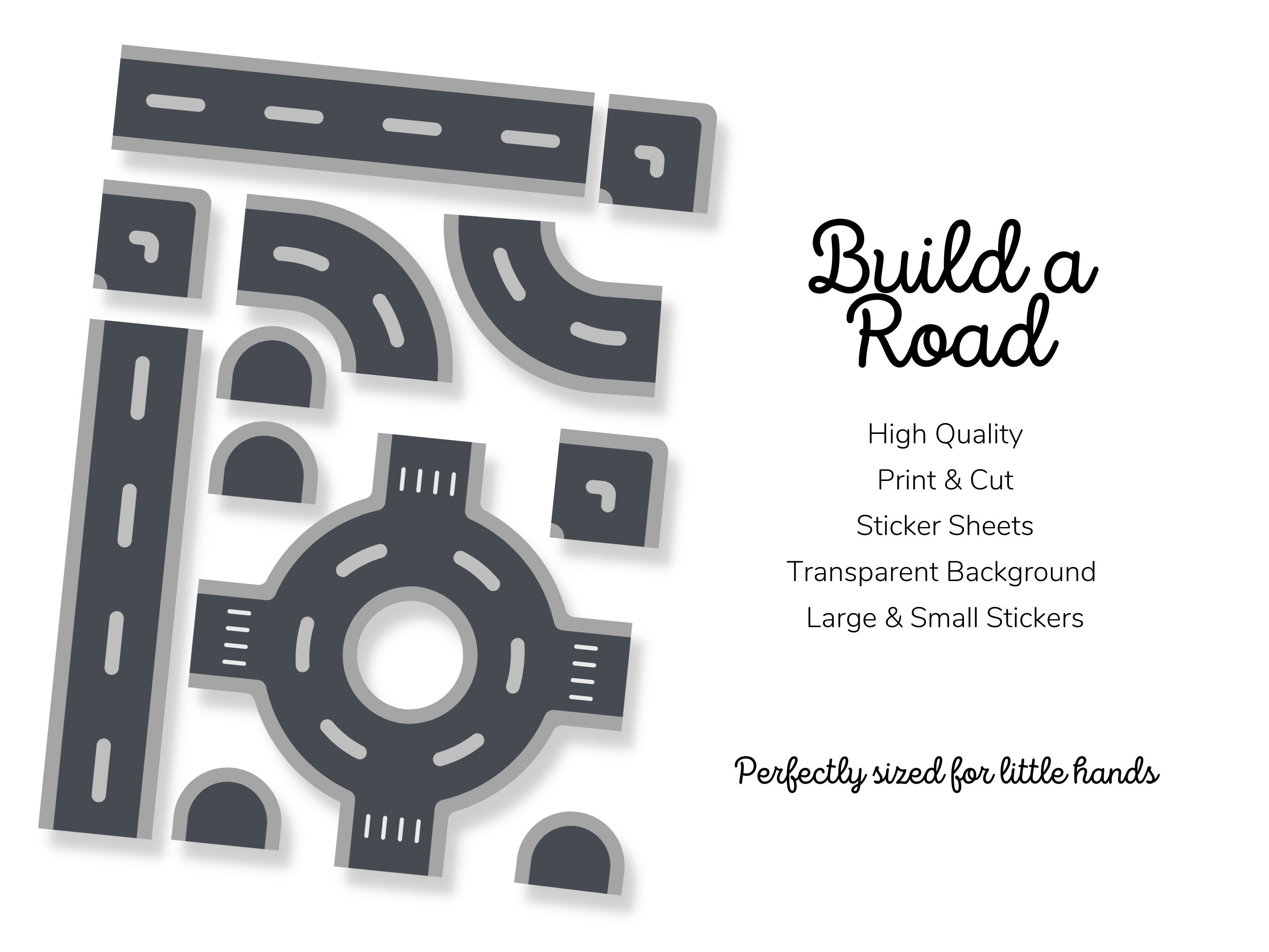 Print and Cut Road Stickers, Build a Road, Map, Sticker Sheets, Travel ...
