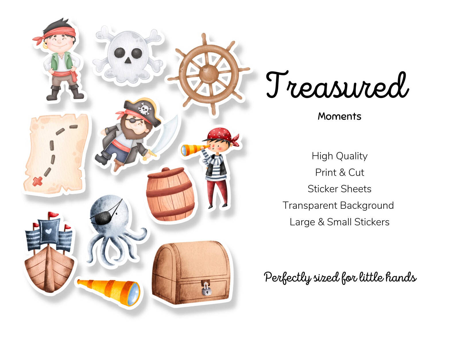 Print and Cut Pirate Sticker Sheets, Pirate Party Favors, Pirate Printables, Skull, Pirate Bird ...