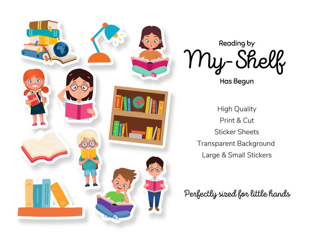 Print and Cut Reading Stickers, Sticker Sheets, Books, School, I Can