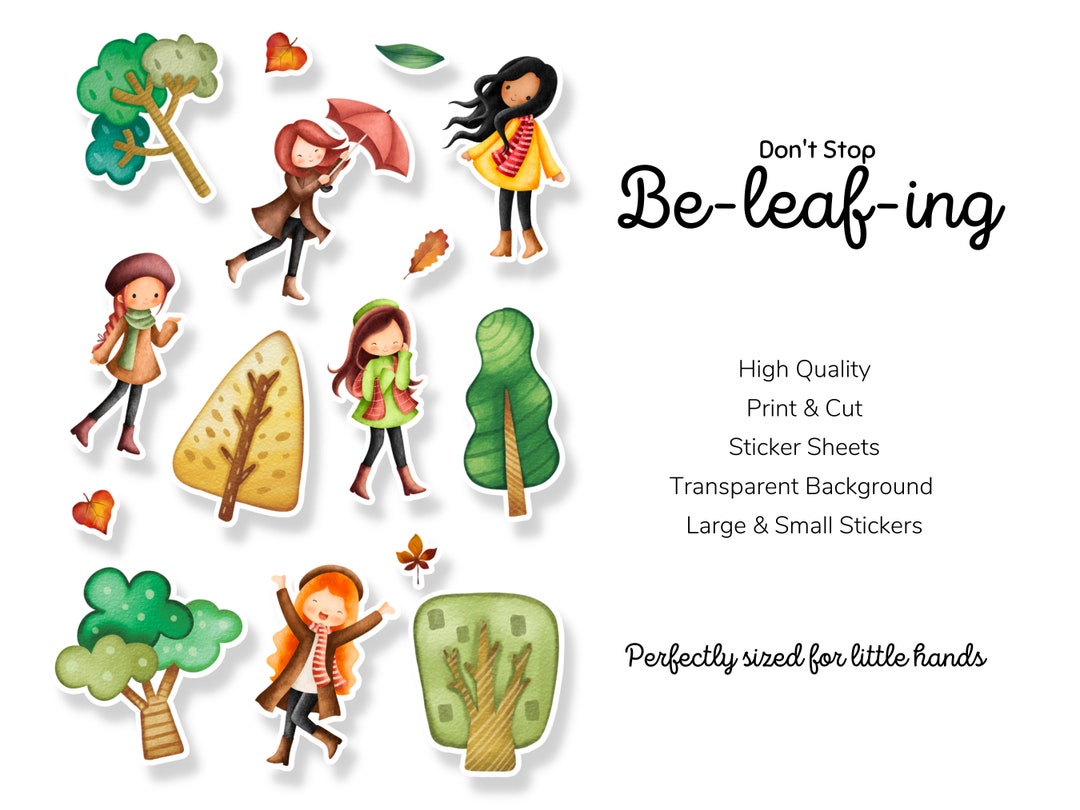Print and Cut Fall Sticker Sheets, Autumn Stickers, Fall Stickers, Weather Stickers, Tree ...