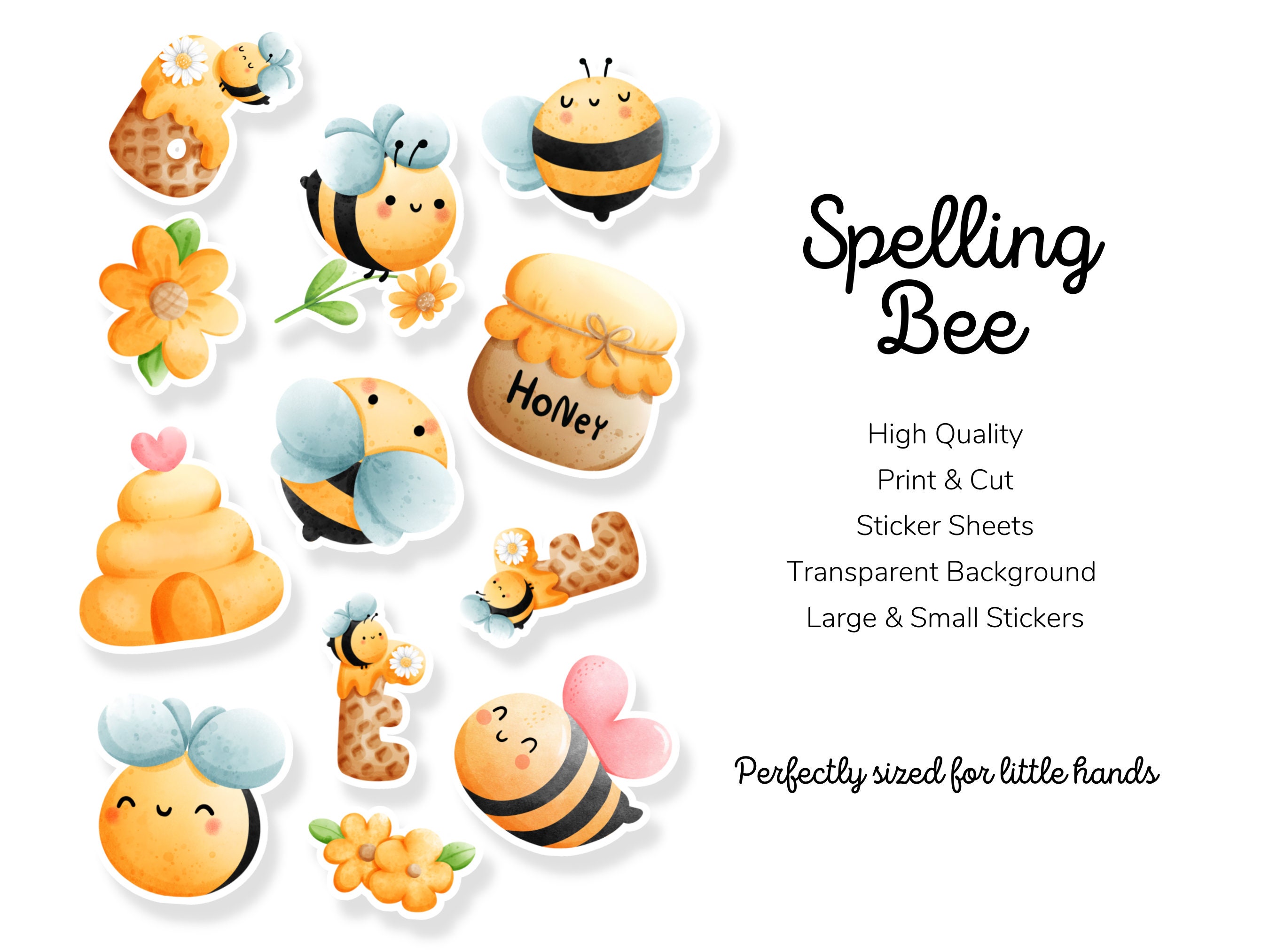 Print and Cut Bee Stickers, Sticker Sheets, Laptop Sticker, Planner ...