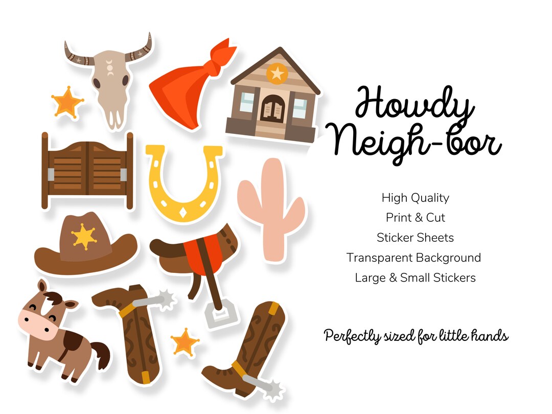 Print and Cut Western Stickers, Sticker Sheets, Wild West Stickers ...