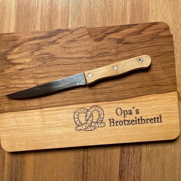Personalisiertes Brotzeit-/ Vesperbrett - Individuelle, personalisierte Geschenkidee - inklusive Messer