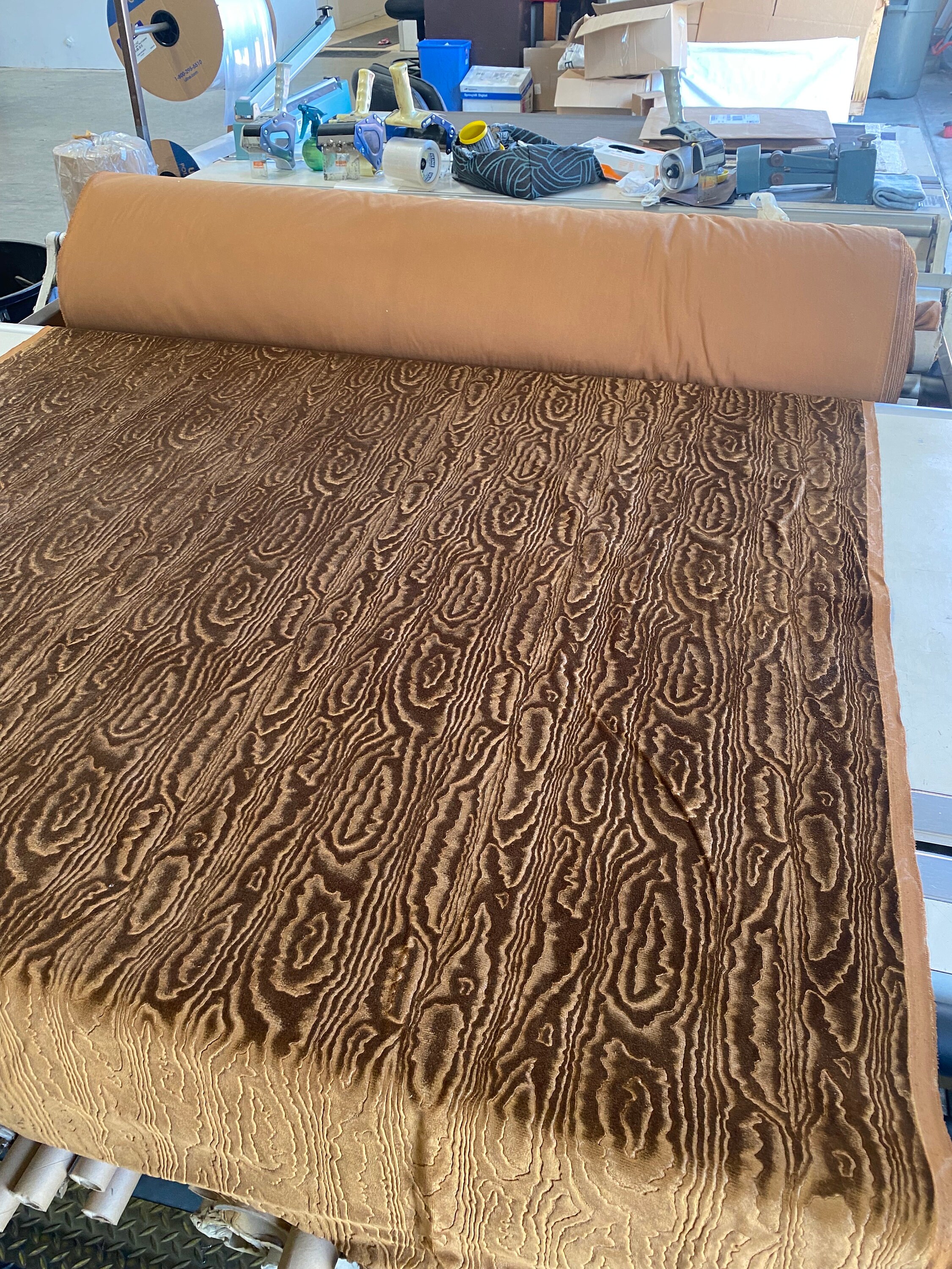 Brown Velvet with a woodgrain pattern!