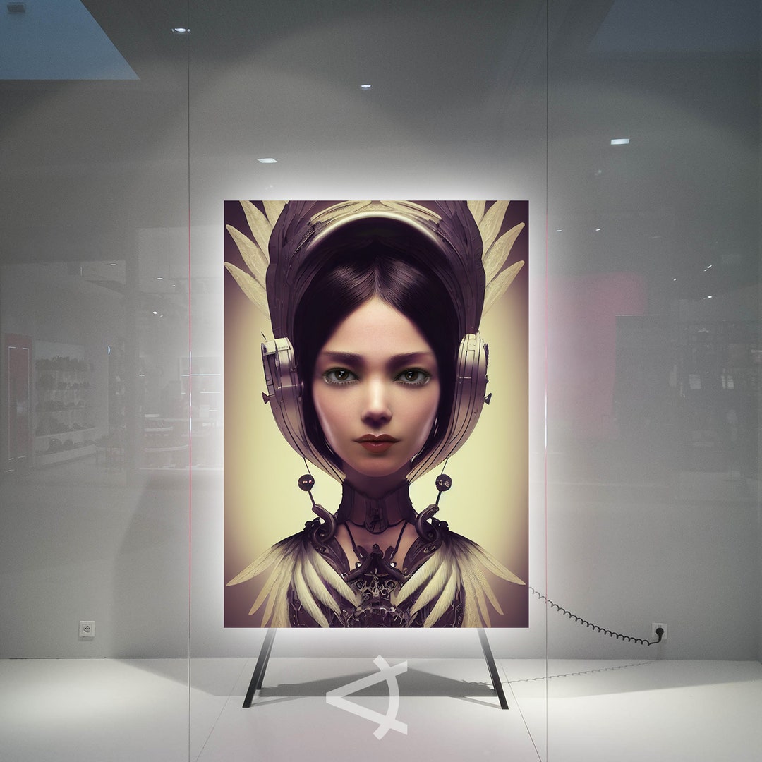 Digital Ai With CGI Art. Cyberpunk Angel Digital Poster Wall - Etsy