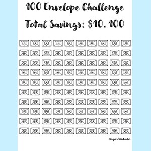 100 Envelope Challenge 10k Printable Savings Challenge - Digital ...