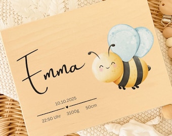Personalisierte Erinnerungskiste Baby Geschenk Geburt Taufe Erinnerungskiste Erinnerungsbox Baby Holzkiste Weihnachten Hummel Otter Tiere
