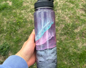 Botella de agua personalizada, pintada a mano y con tu fotografía: obra de arte personalizada, idea de regalo única, diseño personalizado