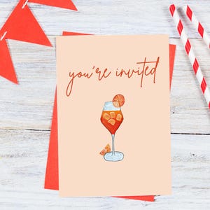 Benutzerdefinierte handgemalte Aperol Spritz Karte - Geburtstag, Danke oder Einladen - Cocktail Thema gedruckte Grußkarte
