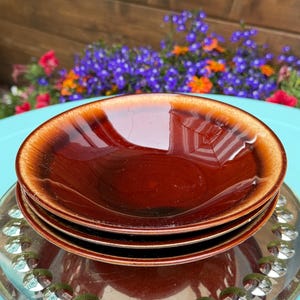 Vintage Hull Brown Drip Glaze Bowls Set of 3 Mid Century Pottery Serving Bowls Retro Kitchen Hull Pottery