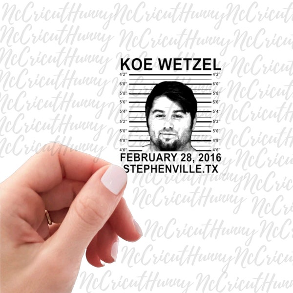 Koe Mugshot Sticker, Koe Wetzel Sticker, Mugshot sticker, Laptop, Phone, Notebook Sticker