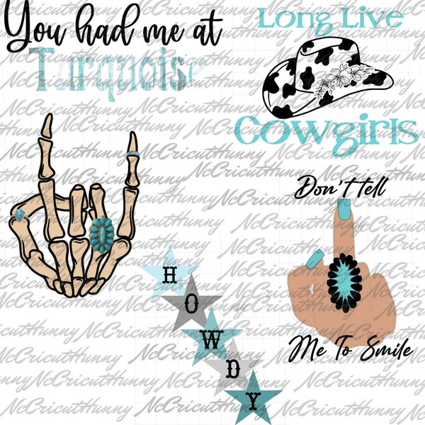 Western Sticker Pack/ Turquoise Stickers/ Cowgirl/ Notebook/ Planner/ Laptop Stickers