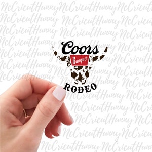 Coor Banquet Rodeo Sticker, Longhorn Head Sticker, Cowprint Sticker, Laptop, Notebook, Cooler Sticker