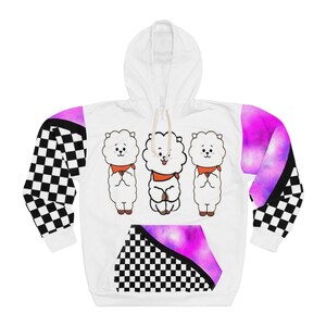 RJ B T 2 1 Noir et Rose Pull à carreaux Hoodie J I N Séoul Corée Cadeaux Coréens Kpop