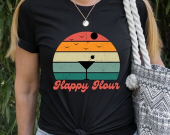 70s Retro Sunset T-shirt, Retro Style Shirt, Happy Hour, Martini Time