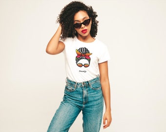 Mom Life T-Shirt, Black Moms, Messy Bun T-Shirt, #momlife, Mother's Day, one love, Bob Marley colors