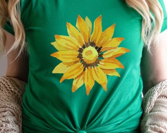 Sunflower Shirt, Flower Print Shirt, Floral Shirt, Garden Shirt, Spring Styled T-Shirt for Women, Vintage Sunflower