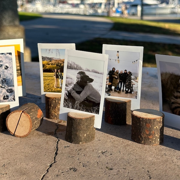 Wood Rustic Place Card Holder | Personalised Instax Picture Display | Freestanding Photo Base | Photo Table Stand | Christmas Birthday Gift