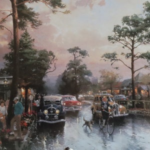 Carmel ocean avenue on a rainy afternoon thomas Kinkade print art