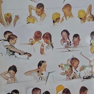 Dzień z życia dziewczyny urodziny pływanie klasa post okładka Norman Rockwell książka ulotki wystrój domu papier wydruk pomysł na prezent urodzinowy