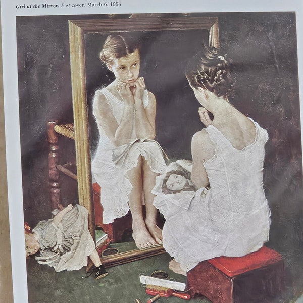 Couverture du magazine La fille au miroir qui veut grandir, Norman Rockwell, brochures de livre impression sur papier pour décoration d'intérieur, idée cadeau d'anniversaire