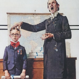 Chłopiec z nauczycielem geografii Norman Rockwell sztuka dekoracja ścienna papier ulotki