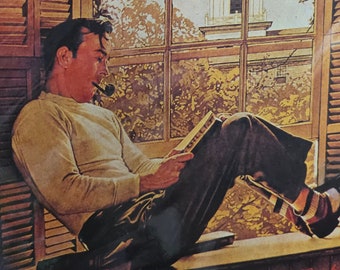 Willie Gillis va alla copertina della posta del college studiando i volantini di carta artistica di Norman Rockwell, decorazioni murali, decorazioni per la casa, idea regalo di compleanno