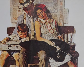 Les vacanciers voyageant pour des vacances en famille Norman Rockwell Dépliants en papier d'art déco murale décoration de maison idée cadeau d'anniversaire