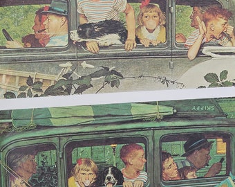 Aller et venir en bus voyage en famille vacances d'été couverture de poste Norman Rockwell dépliants de livre décoration papier impression idée cadeau d'anniversaire