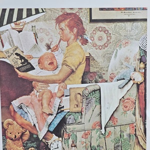 Opiekunka do dziecka okładka płaczące dziecko Norman Rockwell książka ulotki wystrój domu papier wydruk pomysł na prezent urodzinowy