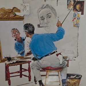 Potrójny autoportret kochanka okładka Norman Rockwell wydruk sztuka papier ulotki wystrój domu pomysły na prezenty urodzinowe