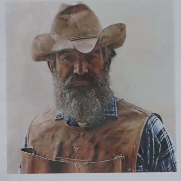 Western Art of James Bama father's day gift hunting room decor Tom Laird real man room decor Tom Laird prospector hat beard hardworking man