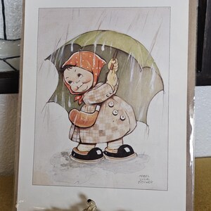 Parasol przeciwdeszczowy Mabel Lucie Attwell dekoracje ścienne ulotki sztuka pomysł na prezent urodzinowy