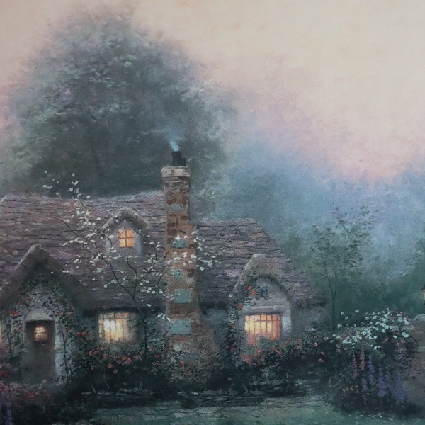 Evening at Merritt's Cottage Thomas Kinkade print artwork light artist wall decor