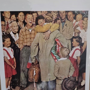 Dom na Boże Narodzenie rodzina bliscy najlepszy prezent Norman Rockwell papier artystyczny ulotki dekoracja ścienna wystrój domu pomysł na prezent urodzinowy