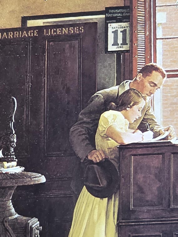 Marriage License Print by Norman Rockwell, Wall Art, Unframed Art