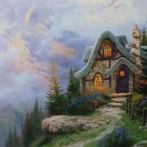 Widok z Haven Crest Cottage Thomas Kinkade wydruk światło artysta dekoracja dom dekoracja strona ulotka