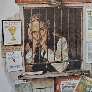 Agent biletowy Norman Rockwell papier artystyczny ulotki dekoracje ścienne wystrój domu pomysł na prezent urodzinowy