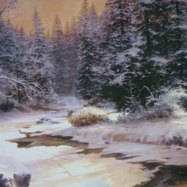 Winter's End Thomas Kinkade print wall decor light artist